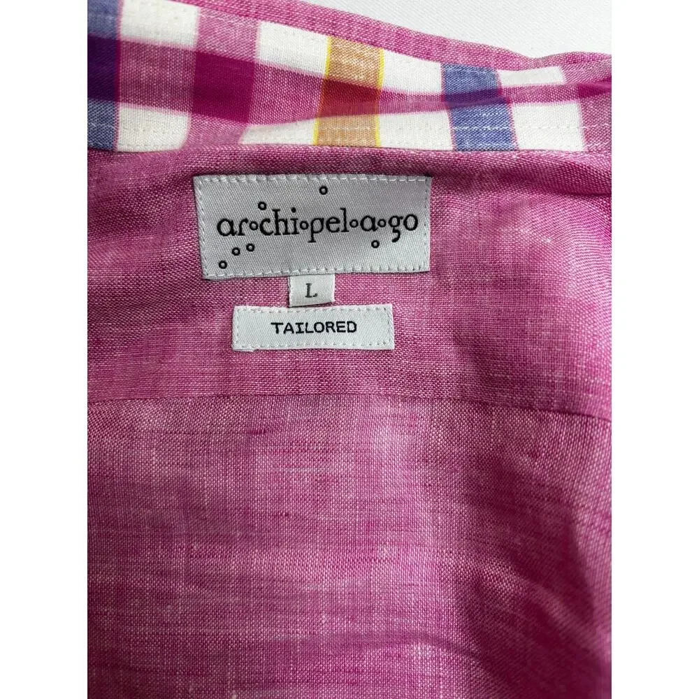 Archipalago Size Large Pink 100% Linen Shirt Long Sleeve Button Down Preppy - Picture 3 of 11